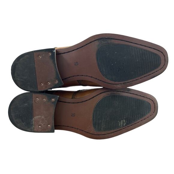 Jousen Mens Size 10 Brown Leather Lace Up Wingtip Formal Business Oxford Shoes - Picture 8 of 8